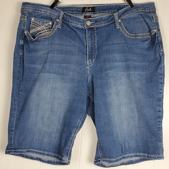 Earl Jeans Shorts Earl Jean Shorts With Rhinestone Buttons And